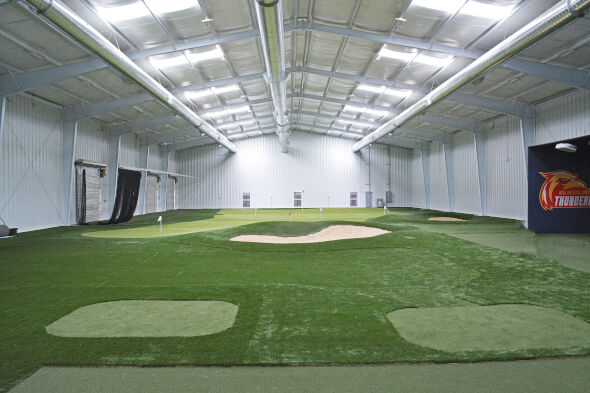 Austin indoor putting facility with tee boxes